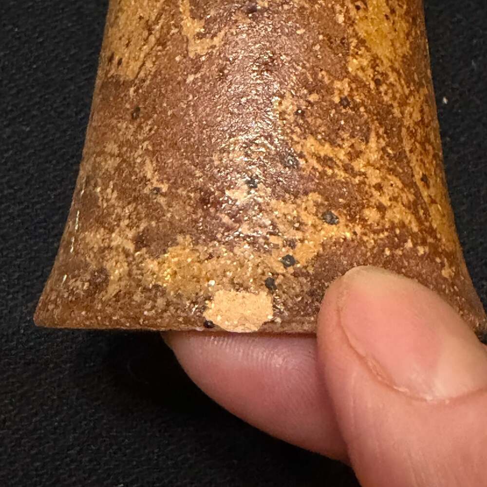 Vintage Studio Pottery Footed Goblet with Textured Geometric Design Marked 1973 - Picture 10 of 13